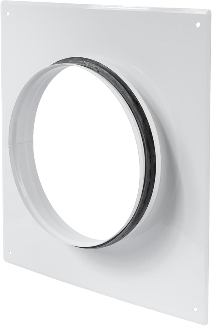 White Duct Connector Flange - 8 Inch Ducting - Galvanized Steel with Rubber Gasket - Straight or Flex Pipe Flange for Heating, Cooling, Air Ventilation Systems