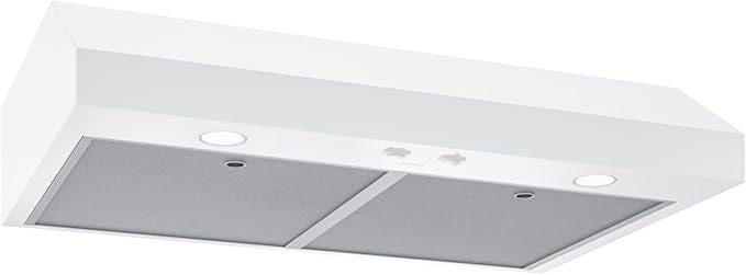 Broan-NuTone 30-Inch White Under Cabinet Range Hood Traditional Design w/Quiet Power at 350 CFM, 1.5 Sones for Powerful Kitchen Ventilation