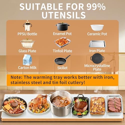 Electric Warming Tray,Extralong 59"x12",Tempered Glass Warming Mat for Food - Image 6