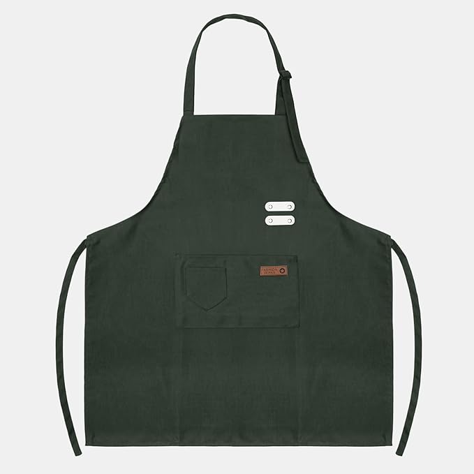 Vinchef New Soft Canvas Apron, Adjustable Neck Strap, Large Pocket, Unisex Kitchen Apron, Cooking Aprons for Women and Men