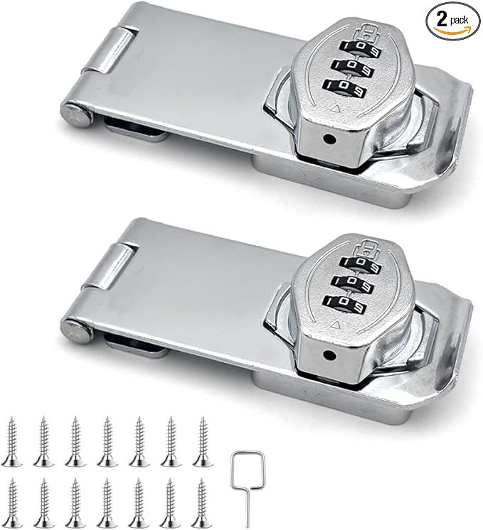 2Pcs Cabinet Password Rotary Hasp Locks,4 Inch Keyless Combination Lock for Cabinets,Gates,Doors,Closets and More (Silver)