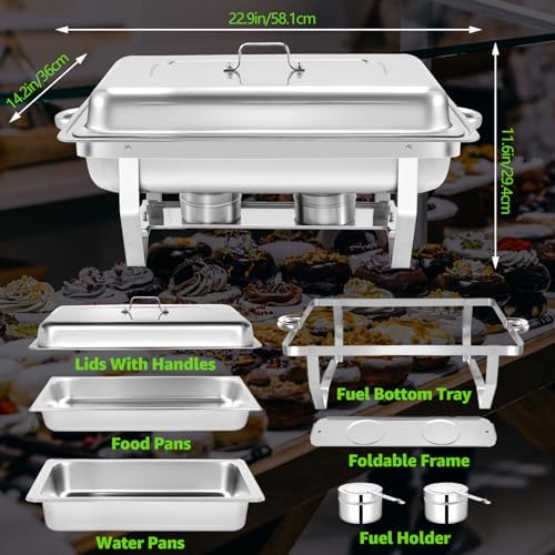 Chafing Dishes for Buffet 5 Pack, 9 QT Full Pan Stainless Steel - Image 5
