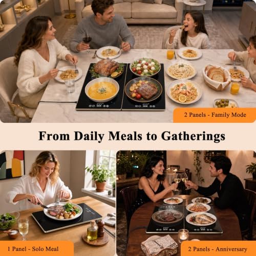 FYY Electric Warming Tray - 2-Panel Food Warmers for Parties Buffet Black - Image 2