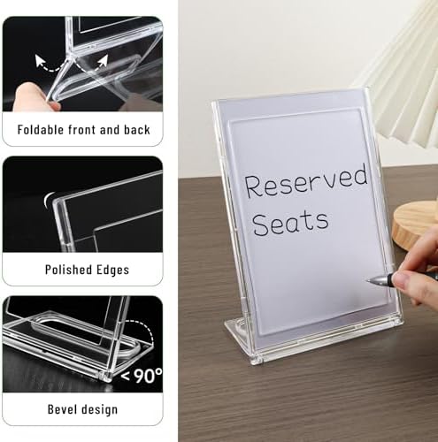 2 Pack 5x7 Inch Sign Holder Vertical, Double-Sided Usage with Swivel Base for Table Display, for Office, Store, Restaurant, Retail Counters, for Menu, Message Board, Note - Image 3