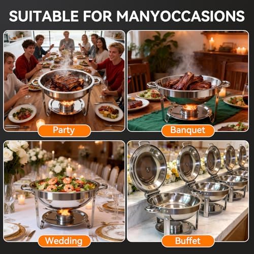 6QT Chafing Dishes for Buffet, 4 Pack Chafers & Food Warmers with Lids - Image 7