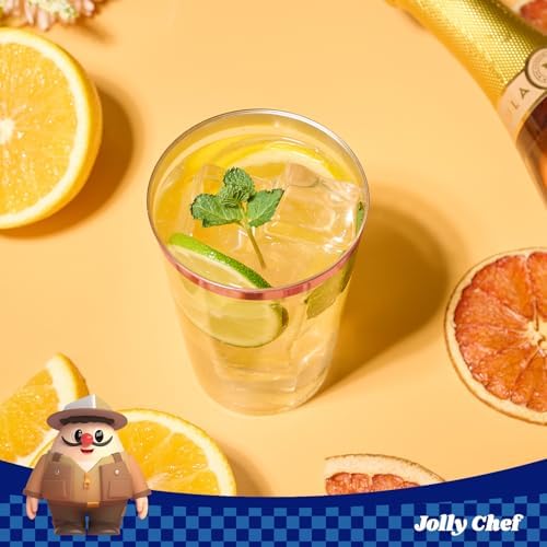 JOLLY CHEF 12 oz Rose Gold Plastic Cups Tumblers 100 Pack Disposable Clear - Image 5