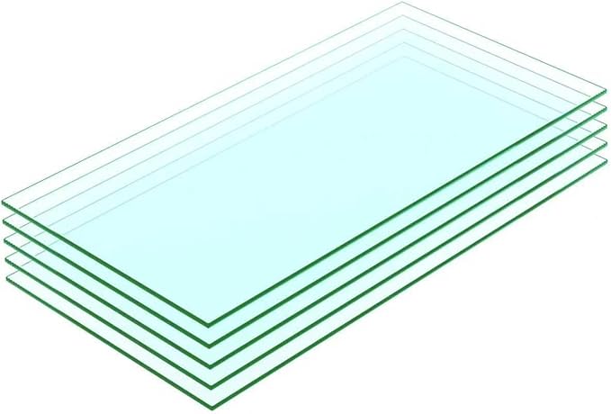 Floating Shelves - Pack of 5 Tempered Glass Shelves, 12" W x 48" L, 3/16" Thick, Polished Edges-– Rectangular Replacement Shelves for Cabinets, Display Cases & Retail Fixtures