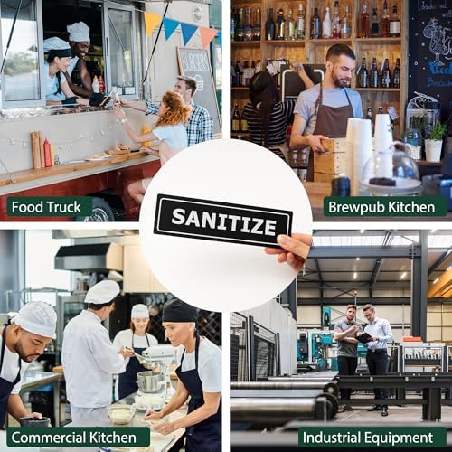 4 PK Wash Rinse Sanitize Sink Labels-Employees Must Wash Hands Sign Waterproof Sticker Signs for 3 Compartment Sinks, Restaurant Commercial Kitchen, Food Trucks, Employee Handwashing Station, Black - Image 4