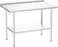 All-Stainless Steel Prep Table, 30 X 48 Inch, with Rounded-Corner Backsplash and Adjustable Undershelf, Heavy-Duty for Outdoor Use,Restaurants,Hotels,Workshops,Kitchens,Gardens, and Garages