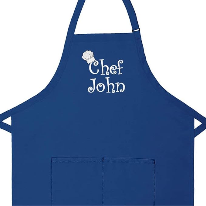Made in the USA Personalized Embroidered Premium Adult Apron for Men Women Fathers Mothers Day Kitchen BBQ Grilling Gift