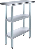 AmGood Stainless Steel Work Table with 2 Shelves | NSF | Metal Utility Table (30" Long x 14" Deep)