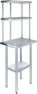 Amgood Stainless Steel Work Table Double Tier Overshelf | (18" x 24" Work Table + 12" Overshelf)