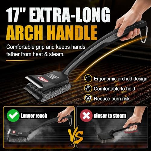 GRILLART Grill Brush Bristle Free, SteamWizards [Safe & Efficient] Grill Cleaner Brush for All Grill Grates, Replaceable Pad BBQ Grill Brush for Outdoor Grill, Grill Accessories, Gifts for Men/Dad - Image 5