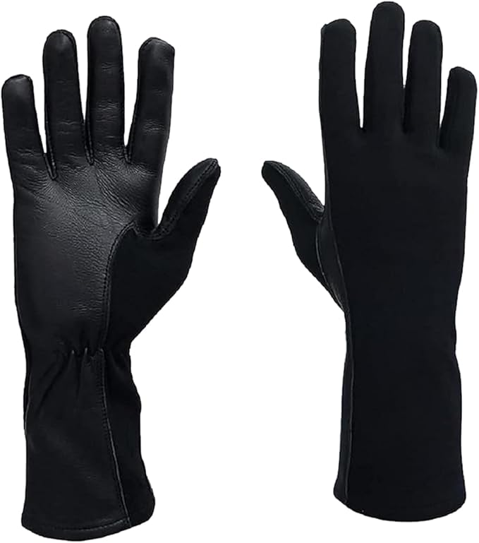 Nomex Flight Gloves, Leather Work Gloves for Men, Soft Durable Sheep Skin Leather Driving, Flying, Gardening Hunting Gloves