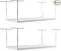 2-Pack 4 x 8 MonsterRax Overhead Garage Storage Rack, Ceiling Racks for Garage, Organization Shelving, Adjustable Hanging Shelf, White, 12"-21" Height Adjustment