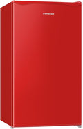 BANGSON Mini Fridge with Freezer, 3.2Cu.Ft, Single Door Small Refrigerator, Energy-efficient, Low Noise, Mini fridge for Bedroom Dorm and Office, Red