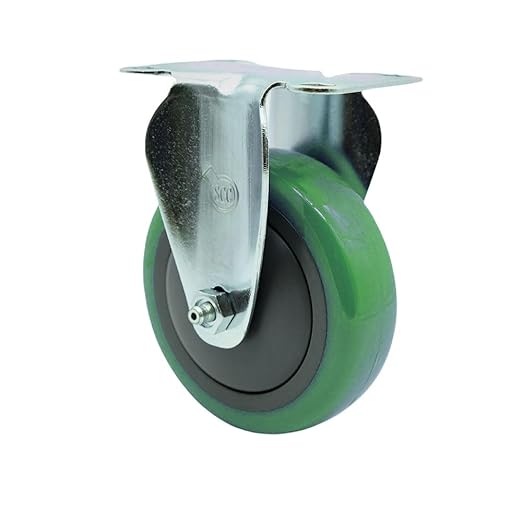 Service Caster Brand Replacement Caster for Uline Caster H-7448R - Stainless Steel Rigid Top Plate Caster with 4 Inch Green Polyurethane Wheel - Fits Carts and Platform Trucks H-3352