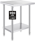 OSTBA Stainless Steel Table for Prep & Work 24x18 Inches, NSF Metal Commercial Heavy Duty Table with Adjustable Undershelf and Adjustable Foot for Restaurant Kitchen Home and Hotel