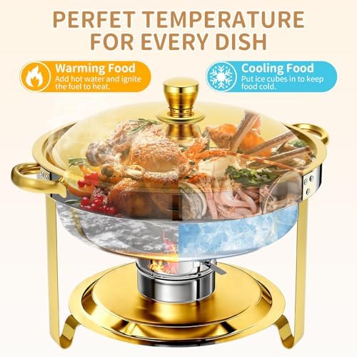 ALSO GO 2 Pack 6QT Chafing Dish for Buffet with Golden Lids - Image 2