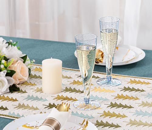 JOLLY CHEF Blue Plastic Champagne Flutes Disposable 4.5 oz 100 Pack - Image 3