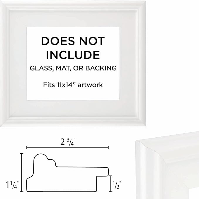 Creative Mark Plein Air Style Frame, White, 11x14-2.75" Wide Moulding with 1/2" Rabbet Depth, Open Back W/O Glazing, Museum Quality, For Art Panels, Stretched Canvas, Pictures & More