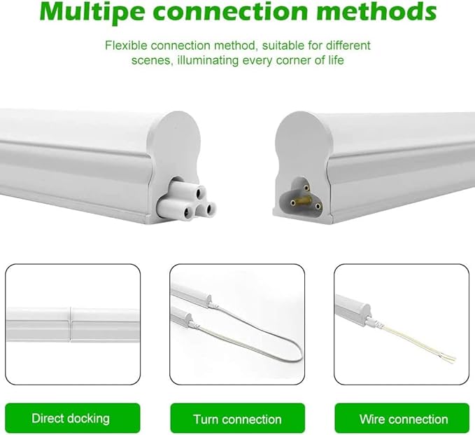 LightingWill T5 LED Shop Light, 4FT, Natural White 4000K, 20W, Linkable Integrated Fixture for Utility LED Ceiling and Under Cabinet Lighting, Corded Electric with Built-in ON/Off Switch, 10 Pack