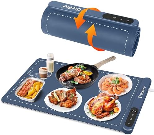 Warming Mat for Food,24"x15" Large Food Warmer Mats for Countertop (Blue) by OcePor