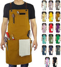 5 Pack Kitchen Aprons, Work Apron, Canvas, Multiple Pockets, Gardening, Painting, BBQ, Artist, Carpenter, Sizes M to XXL, Khaki