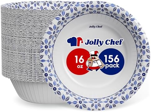 JOLLY CHEF 16 oz Paper Bowls 156 Count Disposable by JOLLYCHEF