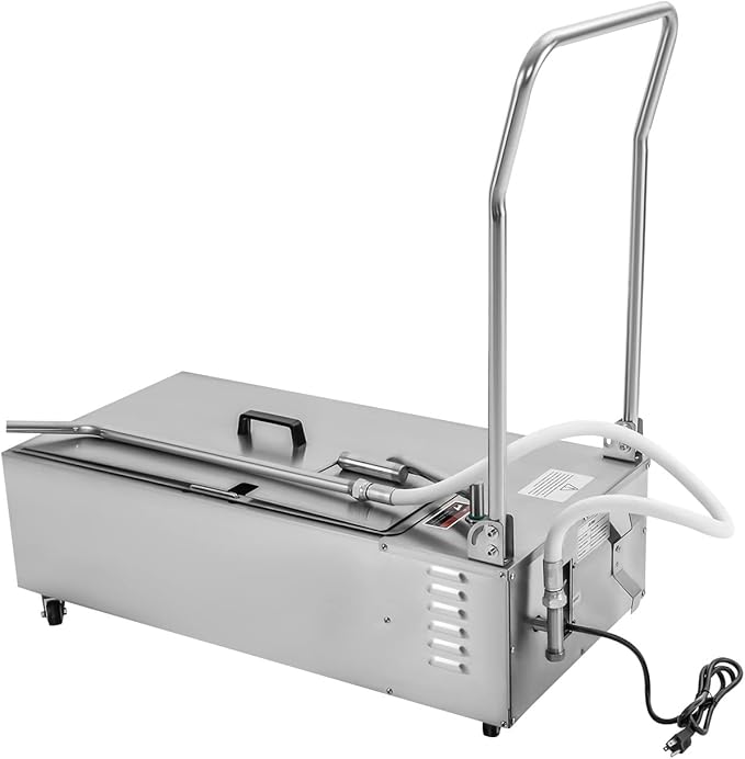 Commercial Oil Filter Machine 55L, 110V Stainless Steel Foldable Fryer Oil Filtration System Cart with Wheels, 14.5Gal Capacity for Restaurant Fast Food Kitchen & Catering
