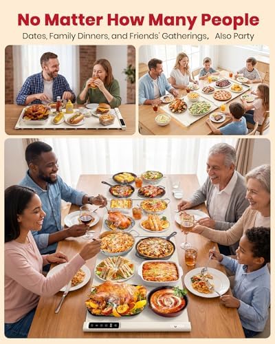 55" x 16" Food Warming Mat, 3-in-1 Expandable Silicone Warming Mat for Food - Image 5