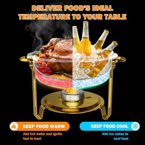 Chafing Dishes for Buffet 6QT, 2 Pack Round with Glass Lid - Image 4