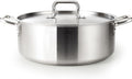 HOMICHEF 19 Quart LARGE Stainless Steel Braiser Pan with Lid - Commercial Grade NICKEL FREE Matte Polished Stainless Steel Braiser Pot 19 QT - Heavy Weight Braising Pan Non Toxic Induction