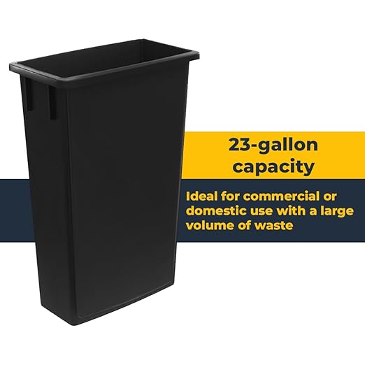 3 Pack 23 Gallon Waste Bin with Dolly, Heavy-Duty Trash Can, Slim Rectangular Garbage Bin, Durable Waste Container, Recycling Bin, Plastic Wastebasket for Kitchen, Garage, Restaurants, Office