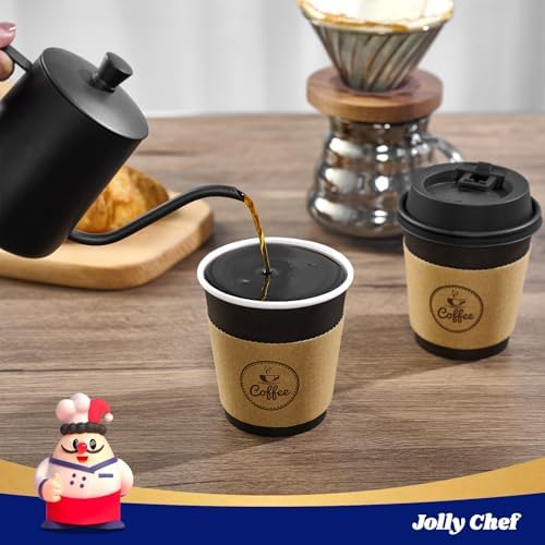 JOLLY CHEF 10 oz Coffee Cups with Lids, Sleeves and Stirrers 100 Count - Image 5