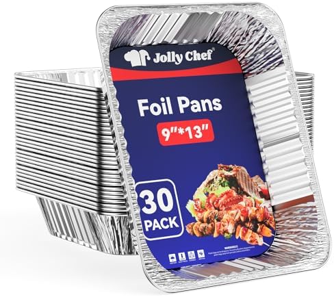 JOLLY CHEF 9x13 Aluminum Foil Pans (30 Pack) and [300 Count] Clear Plastic Spoons, Heavy Duty Disposable Spoons Utensils - Image 2