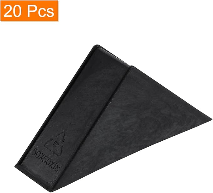 uxcell 20Pcs Plastic Corner Protectors 18x71mm Right Angle Shape Glass Corner Guards Cushion for Corner Protection of Glass, Mirror, Tile, Black