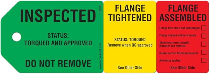 INCOM Manufacturing 3-Stage Flange Management Tags, Heavy Duty All-Weather DuraPly™, Waterproof and Tear-Resistant, 2.75 inch x 7.9 inch, 25 Pack, TG8033PT