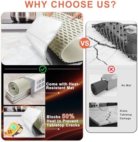 FYY Extra Long Warming Mat for Food with Heat Resistant Pad, Prevent Countertop Cracks, Keep Meal Warm, Rapid and Full Surface Heating, 6 Temp Settings, 6H Timer, Rollable Portable Food Warmer, Khaki - Image 2