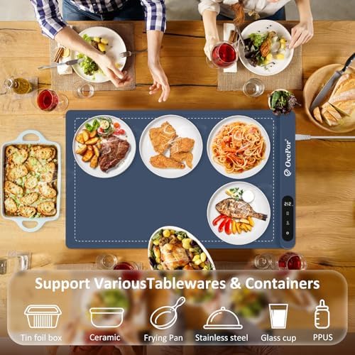Warming Mat for Food,24"x15" Large Food Warmer Mats for Countertop (Blue) - Image 7