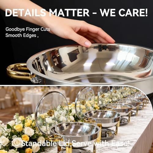 6QT Chafing Dishes Buffet, Food Warmers for Parties with Glass Lid, 4 Pack - Image 4