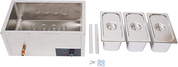 Steam Table Food Warmer Bain Marie Buffet Warmer, 850W 3-Pan Catering Buffet Warmers, 22Qt Electric Commercial Food Warmer with Lids, 86℉-185℉ Temp Control for Parties, Hotels, Restaurants