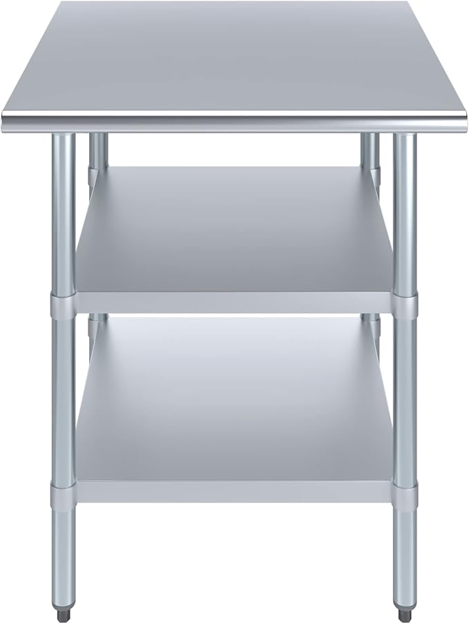 AmGood Stainless Steel Work Table with 2 Shelves | NSF | Metal Utility Table (30" Long x 30" Deep)