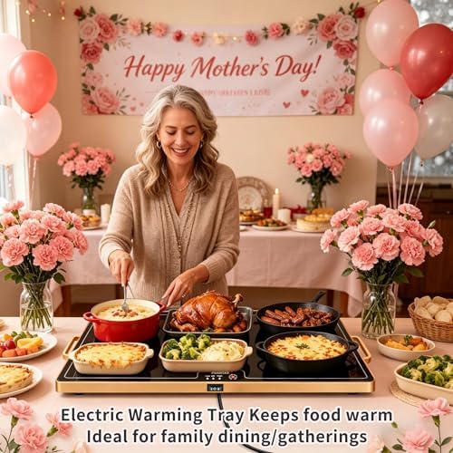 Warming Mat for Food,XXL 32"x18",Tempered Glass Electric Warming Tray,Black - Image 2