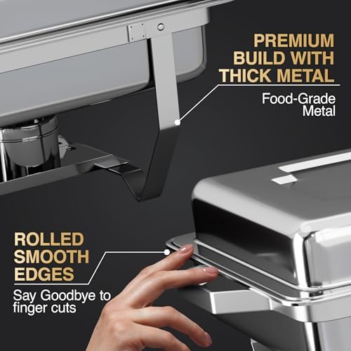 Chafing Dishes for Buffet 4 Pack (7 Pans + 7 Utensils) - 9QT Stainless Steel Chafing Dish Buffet Set - Food Warmers for Parties Buffet - Buffet Servers and Warmers, Catering Supplies Buffet Display - Image 5