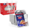 JOLLY CHEF 9x13 Aluminum Foil Pans (30 Pack) and 300 Count Clear Plastic Forks,Heavy Duty Disposable Forks Plastic Utensils Perfect for Home by JOLLYCHEF
