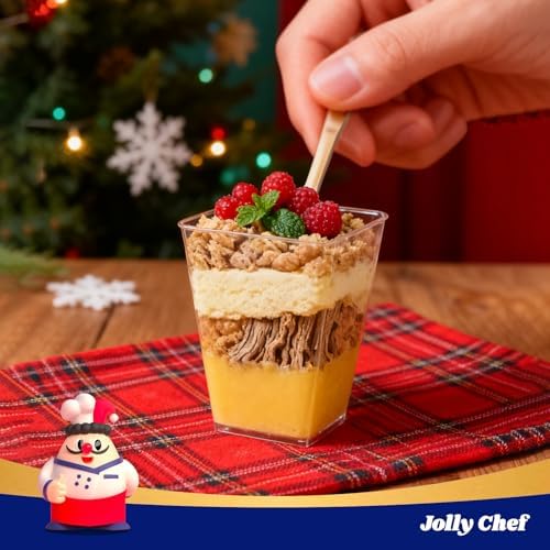 JOLLY CHEF 5 oz Plastic Dessert Cups with Lids and Spoons 50 Pack - Image 7