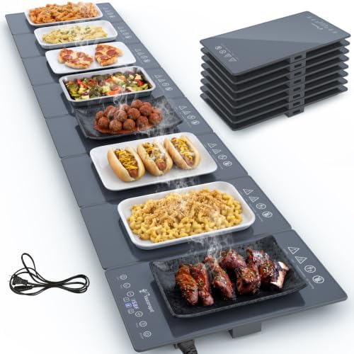66.7" x 15" Food Warmers for Parties Buffet, 8-in-1 Electric Warming Trays for Buffets Party, Glass Food Warming Mat with 17 Heat Levels & 12H Timer for Family Dinners Catering Gatherings by Unknown
