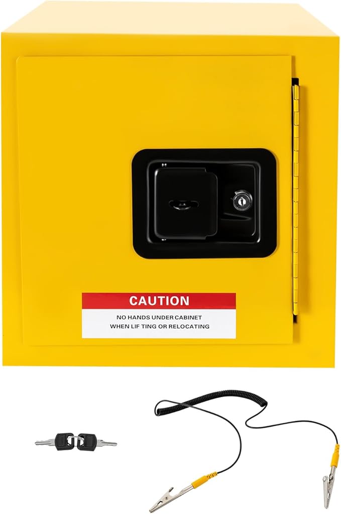 Flammable Cabinet,Galvanized Steel Safety Cabinet,Industry Safety Cabinet,Adjustable Shelf Flammable Storage Cabinet,for Commercial Industrial and Home Use (7.5L/2Gal-Yellow)