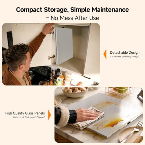 FEPPO Electric Warming Tray with Independent Temp Control, 31"x15" Glass Surface Warming Mat for Food, 10 Temp Settings and Timer, 2-in-1 Food Warmers for Parties Buffet - Image 4